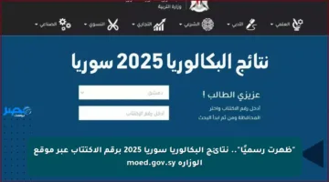“ظهرت رسميًا”.. نتائج البكالوريا سوريا 2025 برقم الاكتتاب عبر موقع الوزارة moed.gov.sy
